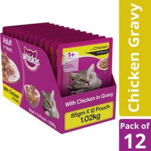 Whiskas Adult (+1 year) Chicken 1.02 kg (12x0.09 kg) Wet Adult Cat Food