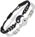 Best Friend Bracelets for 2 Matching Yin Yang Adjustable Cord Bracelet for Bff Friends