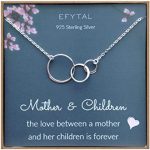 Mom 2 Children Necklace, Sterling Silver Three 3 Interlocking