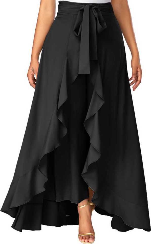 Women Solid Regular Black Skirt
