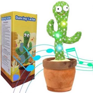 Bluetech Mimicry Toy Cactus with Lights and Music - Repeat and Record Musical Toy  (Green, Brown)