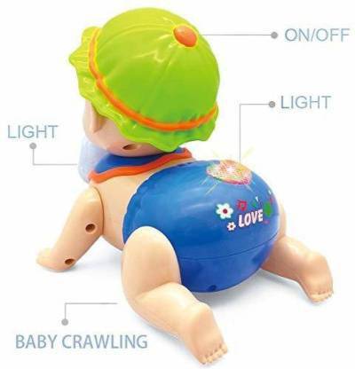 LooknlveSports Runing and Weeping Naughty Baby Crawling Toy with Music and 3D Lights  (Multicolor)